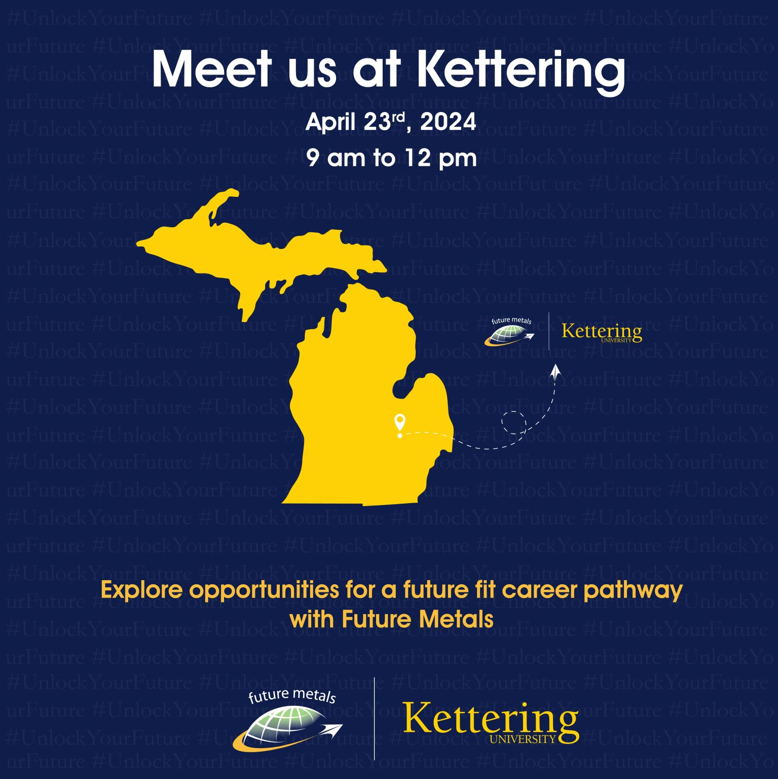 Extrusions, aircraft, aerospace, metal supplier, metals 1. "Explore aerospace career opportunities at Future Metals, Kettering University event on April 23rd, 2024."

2. "Michigan's aerospace hub emphasized by high-grade alloy map at Future Metals' Kettering University fair."

3. "Revel in aircraft-grade metal extrusions highlighted at Future Metals career event."

4. "Compliance-focused aviation career opportunities await with Future Metals, April 23, 2024 at Kettering University." 

5. "Discover your future in the metals supply chain with Future Metals and Kettering University.