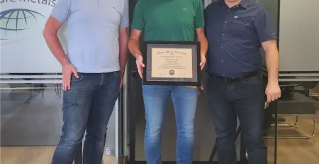 future metals Future Metals honors excellence in aerospace-grade titanium tubing supply chain; framed award highlights commitment to compliance standards.