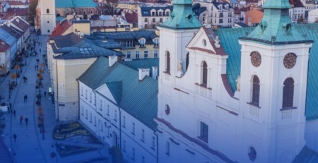 future metals Cityscape of Rzeszów with event overlay: ADM Central Europe 2025, G2A Arena, Booth C10-C11. Future Metals supplies aerospace-grade Titanium Alloy Ti-6Al-4V, compliant for aviation supply chains and metals warehouse needs.