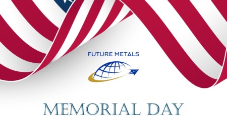 future metals A stylized American flag above text reading: "Future Metals—Your Aircraft Grade Titanium Alloy 6AL-4V Supplier. Office closed Memorial Day, May 26, 2025.