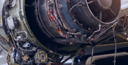 future metals Close-up of aircraft engine with 304/316 stainless steel tubing. Future Metals: certified aerospace metals distributor, ensuring quality supply chain compliance.