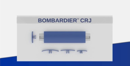 future metals Aircraft-grade 7075-T6 aluminum seat track capping, Bombardier CRJ diagram, ACT Cabin Components and Future Metals logos above.