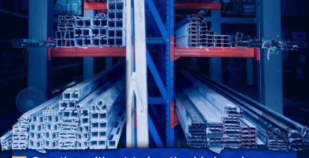 future metals Aerospace-grade 2024, 6061, and 7075 aluminum bars from Future Metals organized on racks; info on cut-to-length services shown.